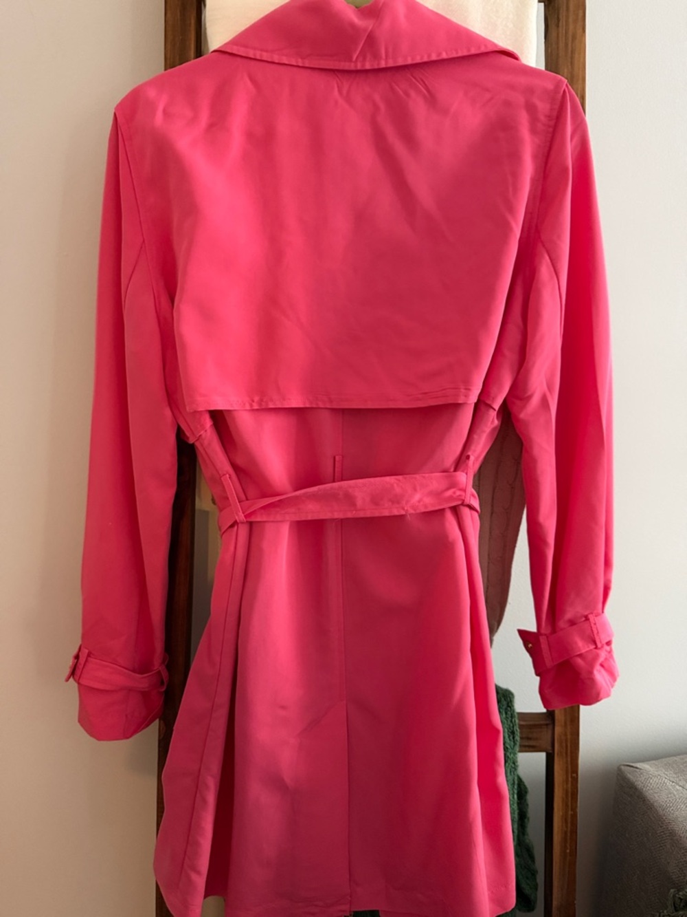 The Limited Hot Pink Trench Coat with Self-Tie Waist - Picture 5 of 5